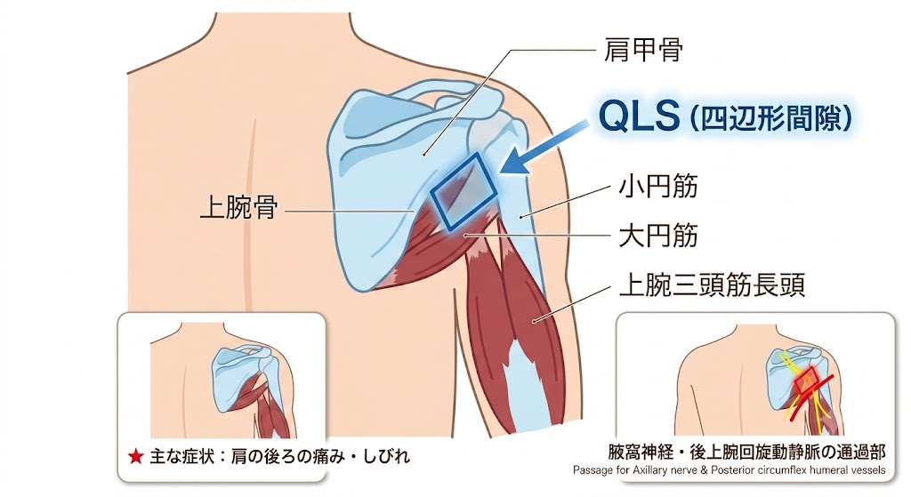 肩関節後方に位置する神経血管の通り道QLS